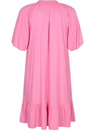 Robe en viscose à manches courtes et col en V, Aurora Pink, Packshot image number 1