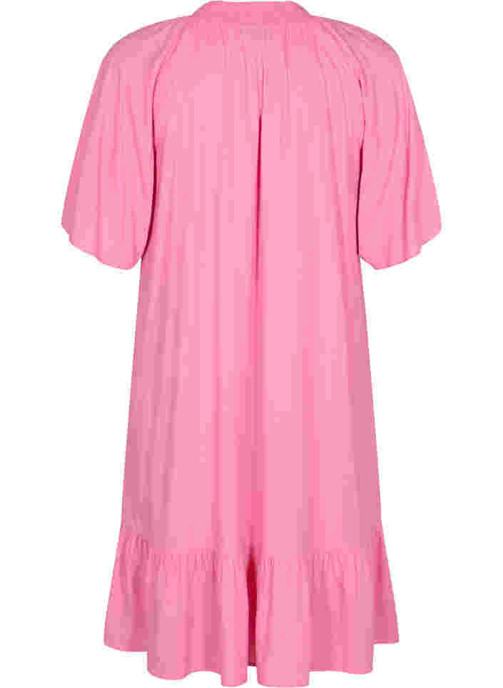 Robe en viscose à manches courtes et col en V, Aurora Pink, Packshot image number 1