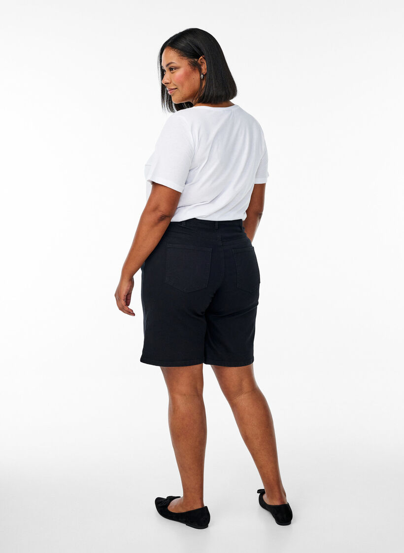 FLASH - Short en jean ample à taille haute, Noir, Model image number 2