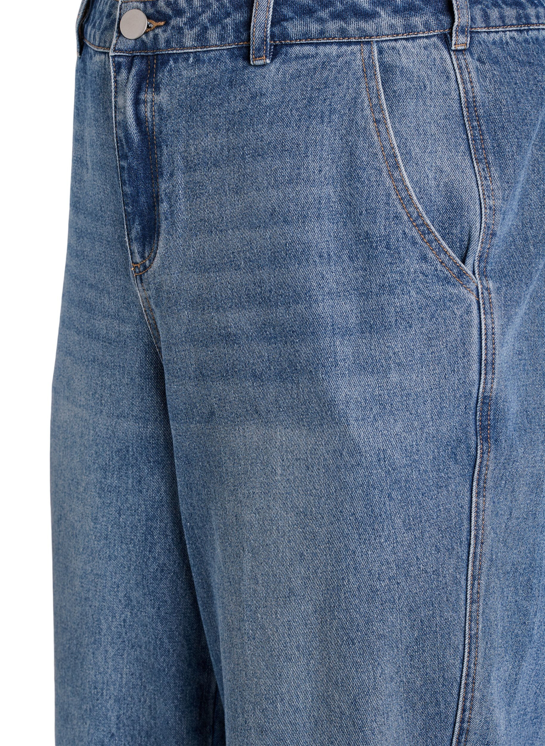 Zizzi Jean barrel taille haute, Bleu, Packshot image number 2