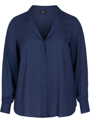 Chemise à col en V avec fermeture à boutons, Navy Blazer, Packshot image number 0