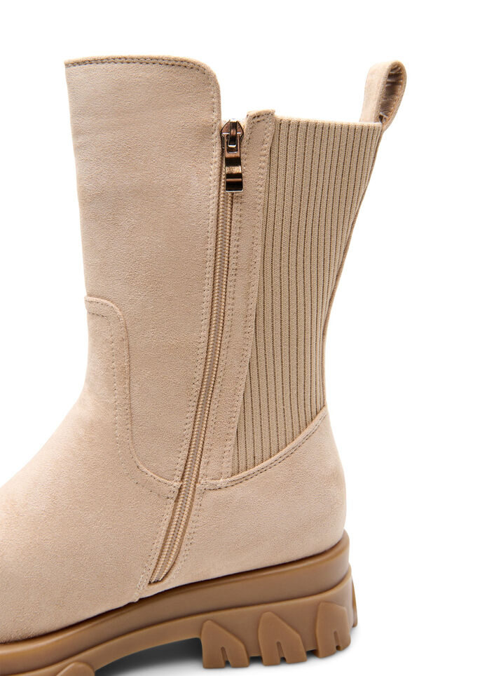 Bottines &agrave; semelle &eacute;paisse en su&eacute;dine, Beige, Packshot