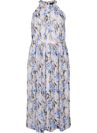 Gebloemde maxi-jurk met halternek, Blue Flower AOP, Packshot image number 0