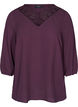 Blouse unie avec dentelle et manches 3/4, Plum Perfect, Packshot image number 0
