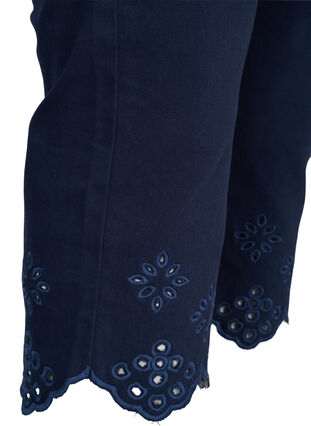 Pantalon capri avec broderie anglaise, Dark Blue, Packshot image number 3