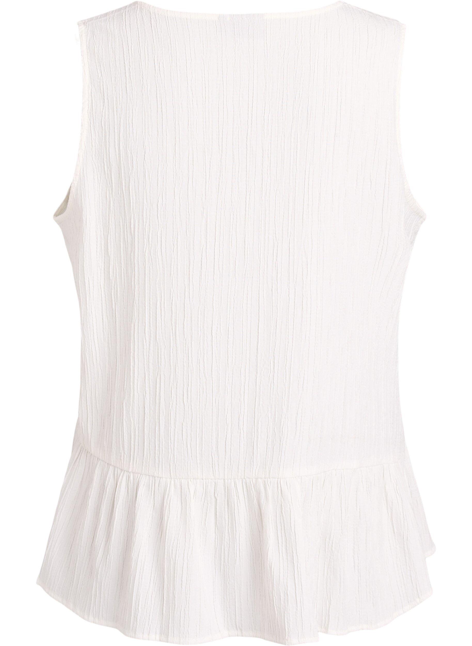 ZizziMouwloze blouse met textuur en een striksluiting, Vanille, Packshot image number 1