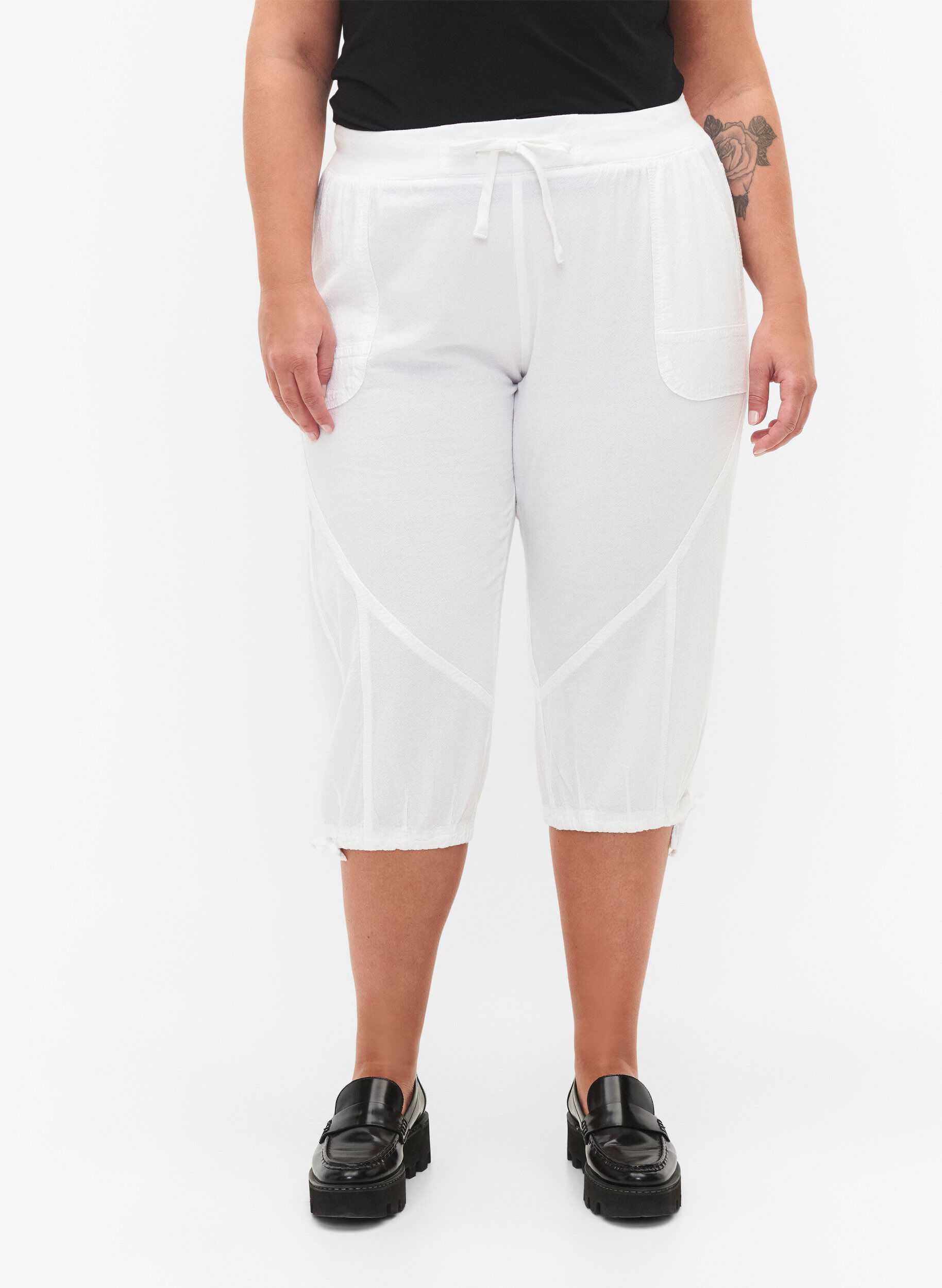ZizziPantacourt en coton, Blanc, Model image number 3