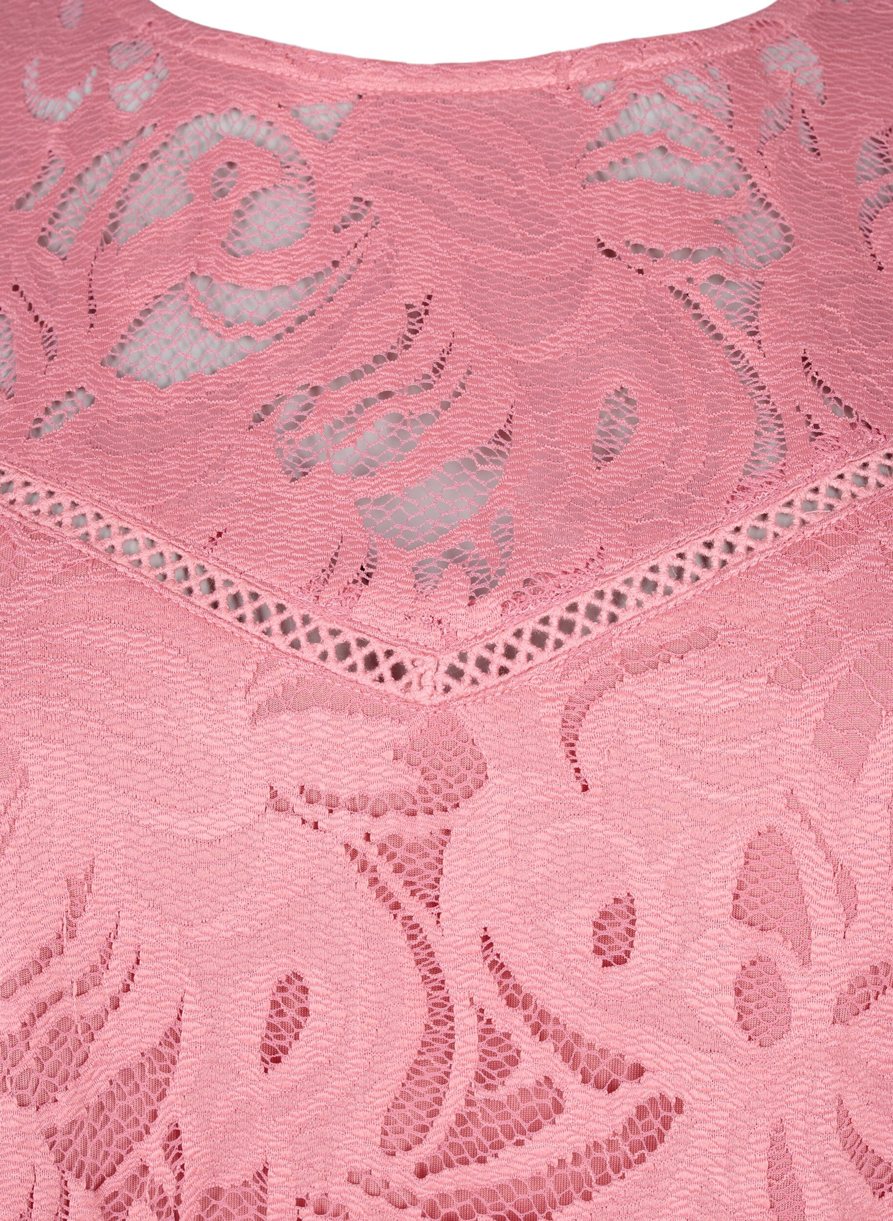 ZizziKanten blouse met korte mouwen, Dusty Rose, Packshot image number 2