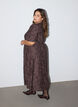 Robe midi en jacquard floral, Marron, Model image number 1