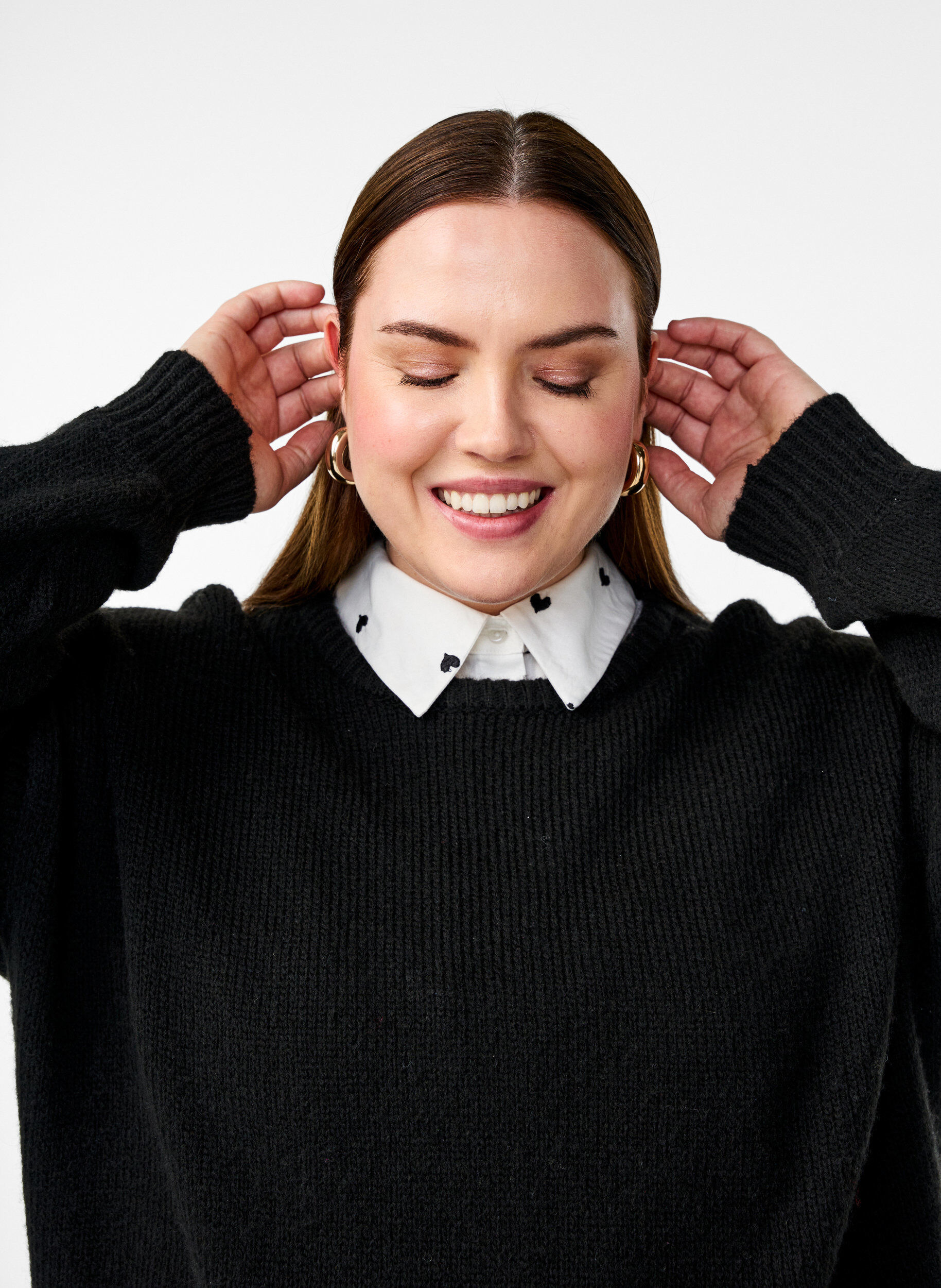 ZizziLosse kraag met geborduurde hartjes, White, Image image number 0