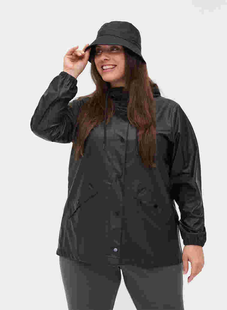 Chapeau de pluie de couleur unie, Black, Model