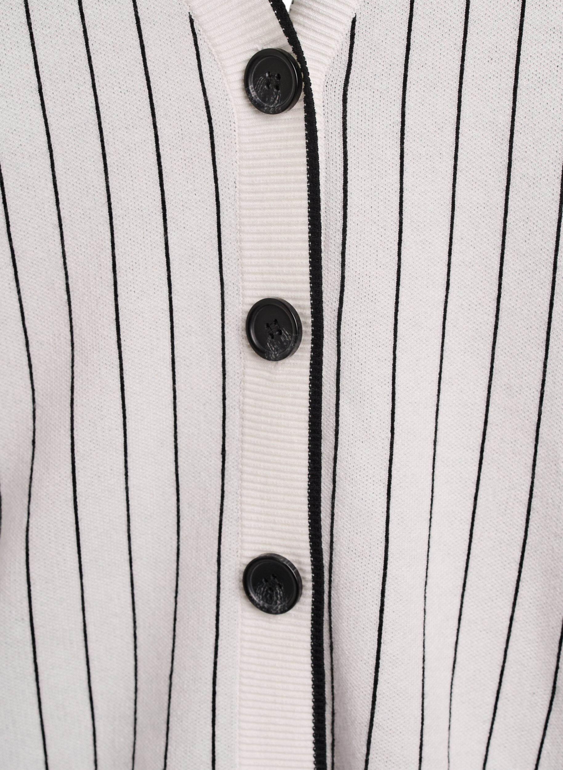 Zizzi Cardigan en maille &agrave; rayures et motif au dos, Blanc, Packshot image number 2