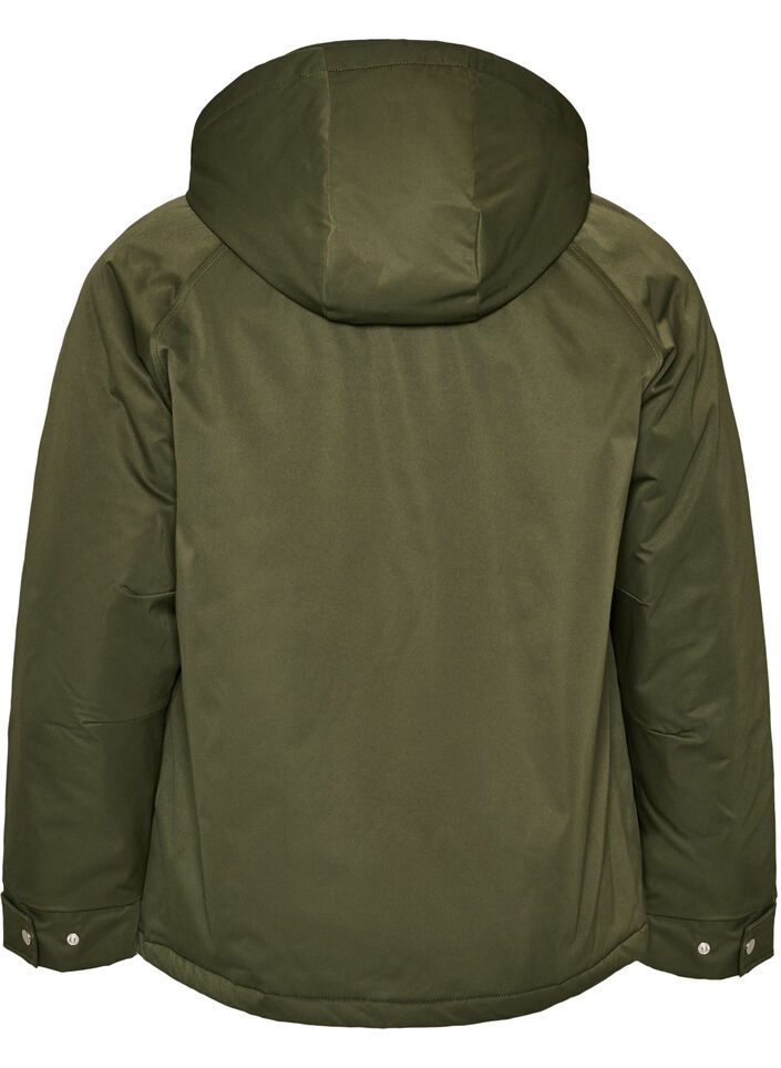Parka matelass&eacute; avec une capuche amovible, Vert fonc&eacute;, Packshot image number 1