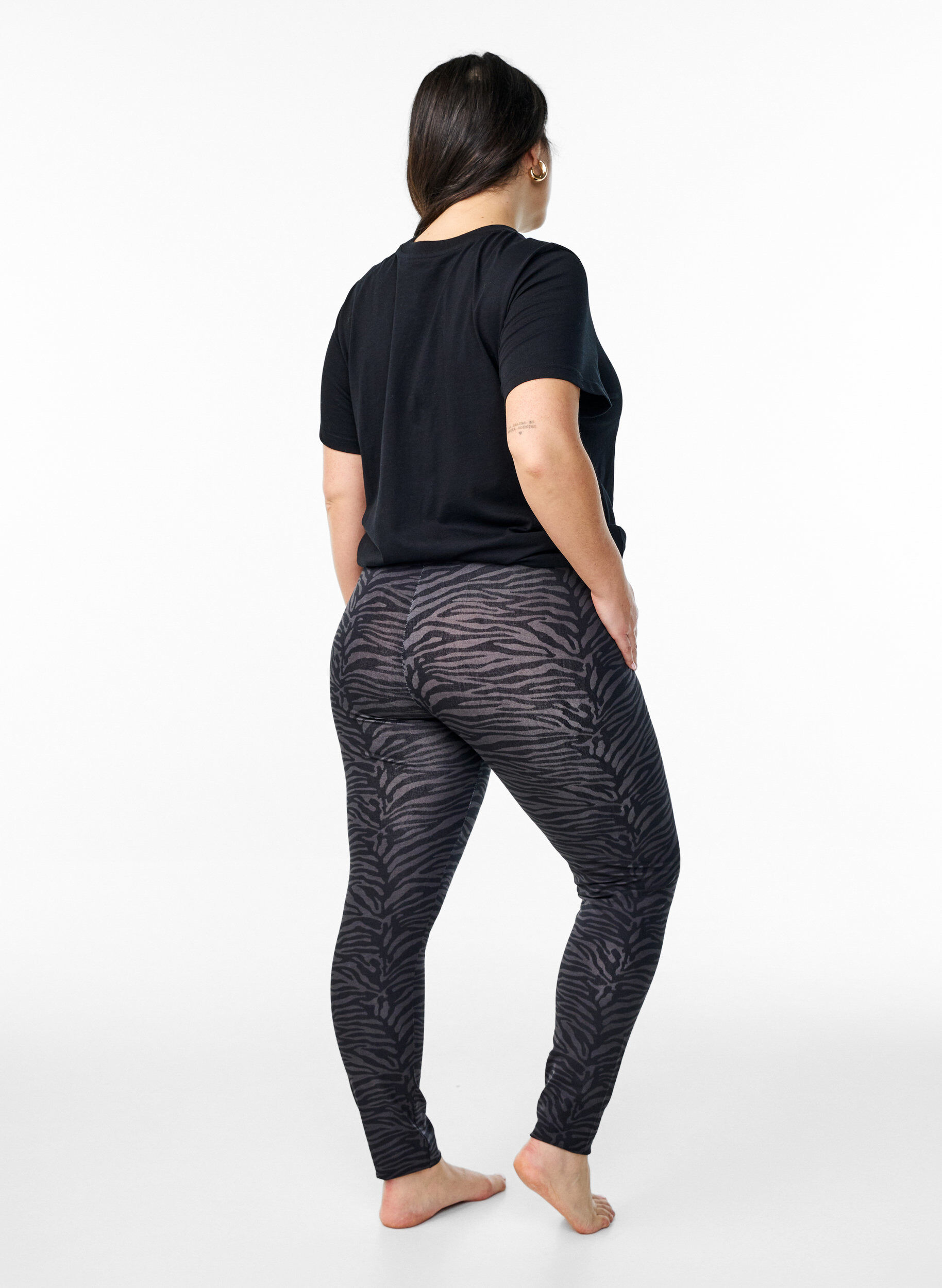 ZizziViscose leggings met print, Zwart, Model image number 2
