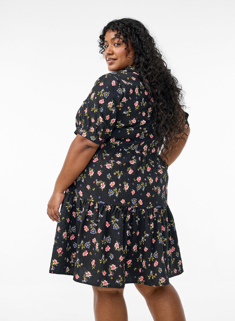 FLASH - Robe courte coupe évasée, Noir, Model image number 1