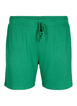 Losvallende korte broek van viscose met ribbels, Jolly Green, Packshot image number 0
