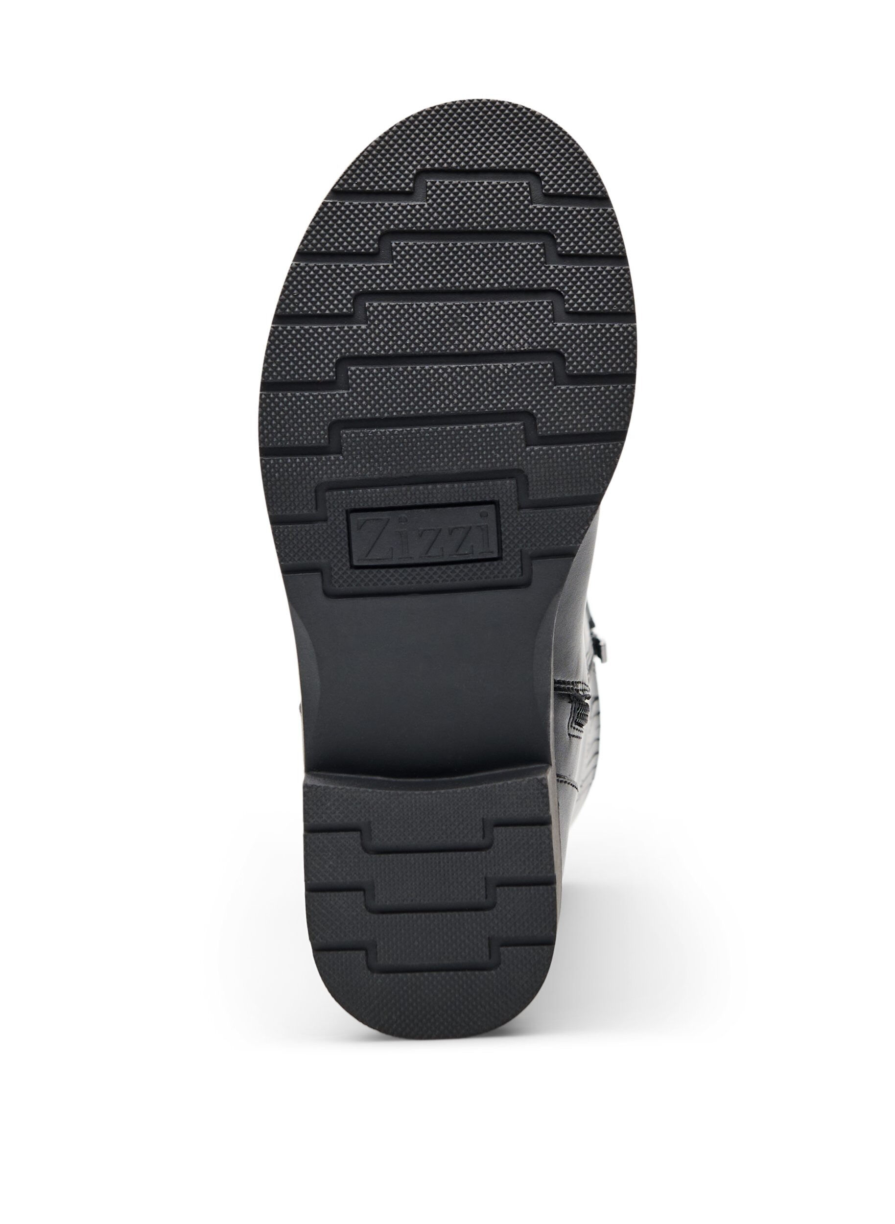 ZizziWide fit - Hoge leren laars met decoratieve gespen, Zwart, Packshot image number 4