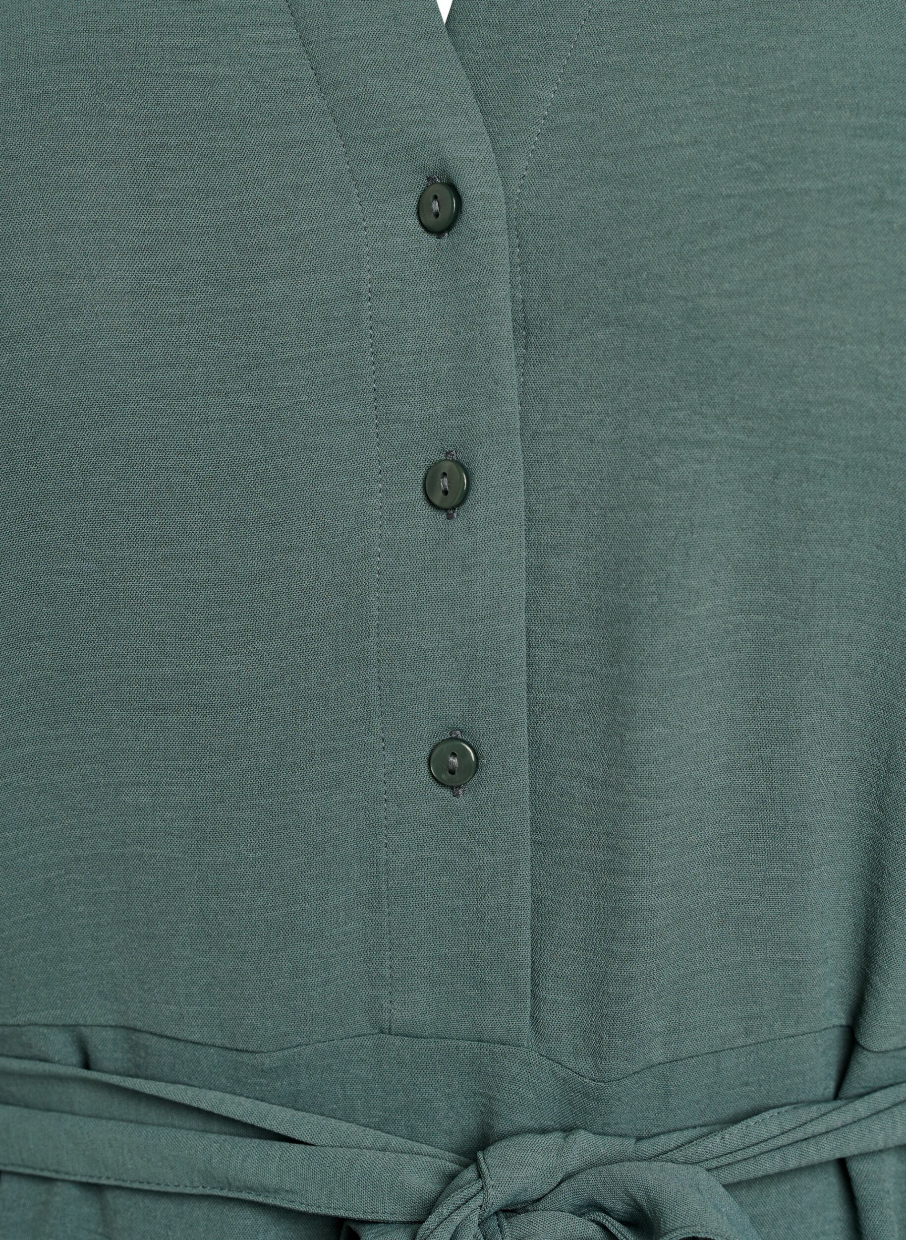 ZizziMidi overhemdjurk met strikceintuur, Groen, Packshot image number 2