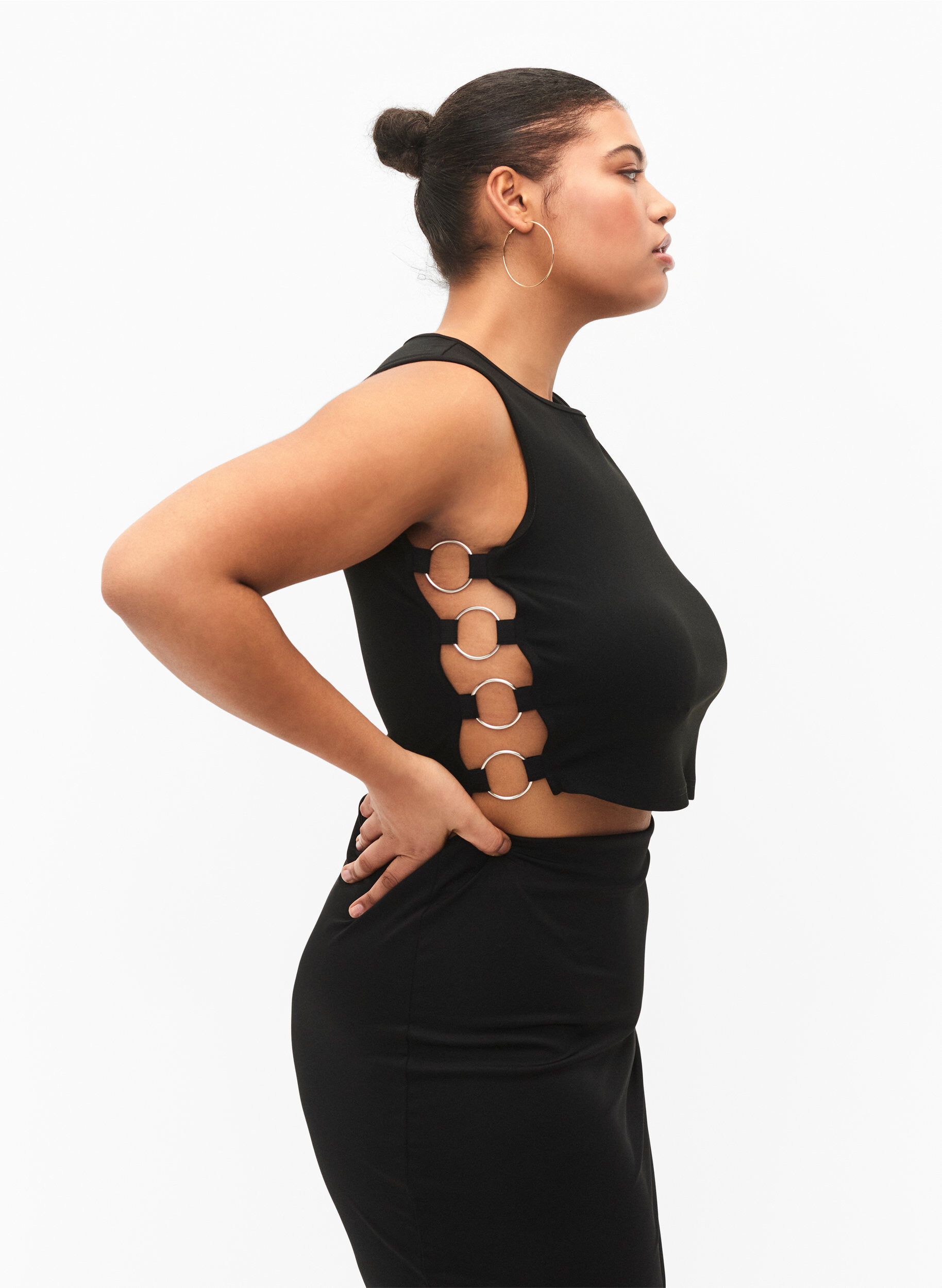 ZizziKorte top met open zijkanten, Black, Model image number 2