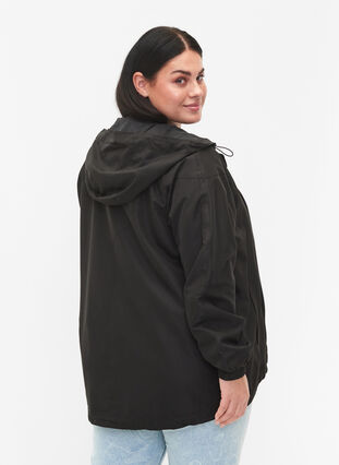 Veste courte avec capuche et bas réglable, Black, Model image number 1