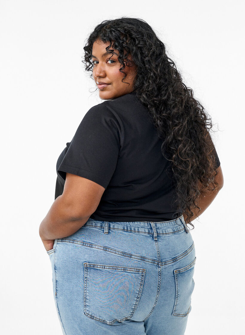 T-shirt avec détails décoratifs, Noir, Model image number 2