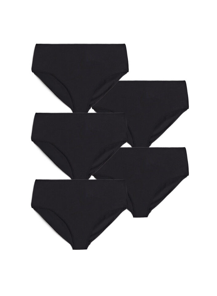 5-pack culottes en coton avec taille normale, Noir, Packshot image number 0