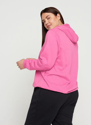 Sweatshirt met capuchon en geribbelde randen, Phlox Pink, Model image number 1