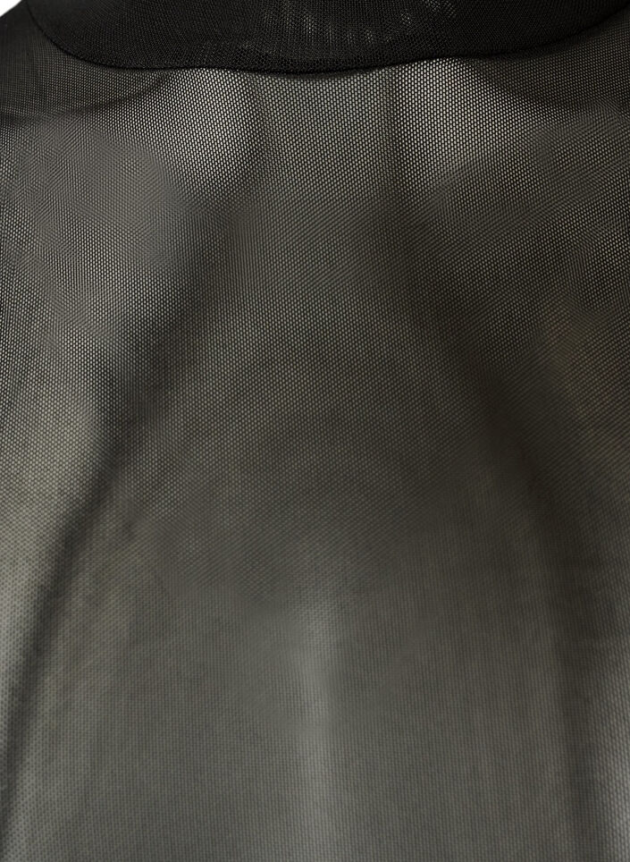 Getailleerde blouse van mesh met lange mouwen, Zwart, Packshot image number 2