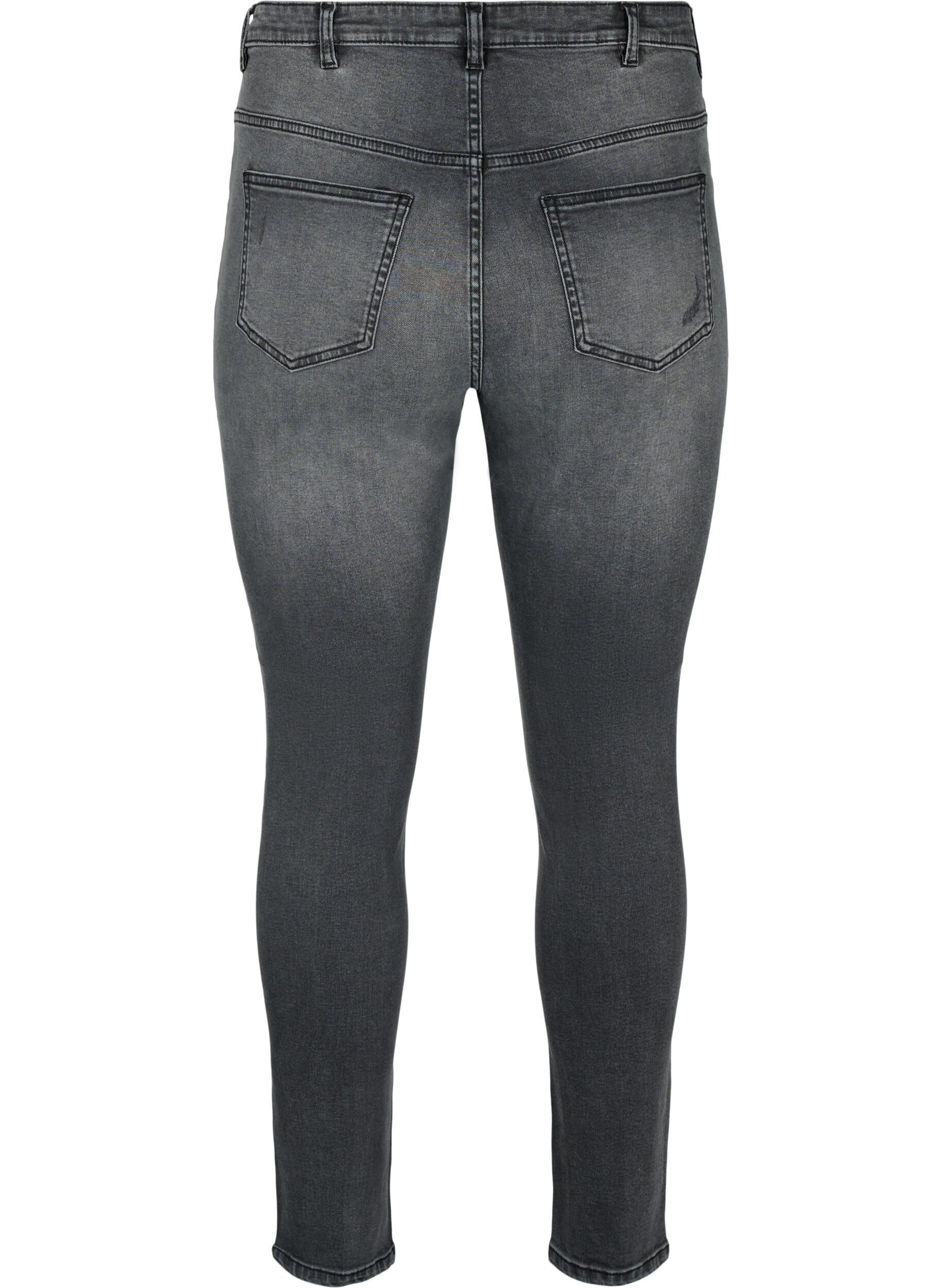 ZizziStrakke jeans met slijtagedetails, Grey Denim, Packshot image number 1