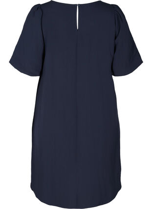 Viscose jurk met korte mouwen en a-lijn, Night Sky, Packshot image number 1