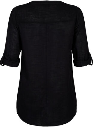 Tunique en coton à manches 3/4, Black, Packshot image number 1