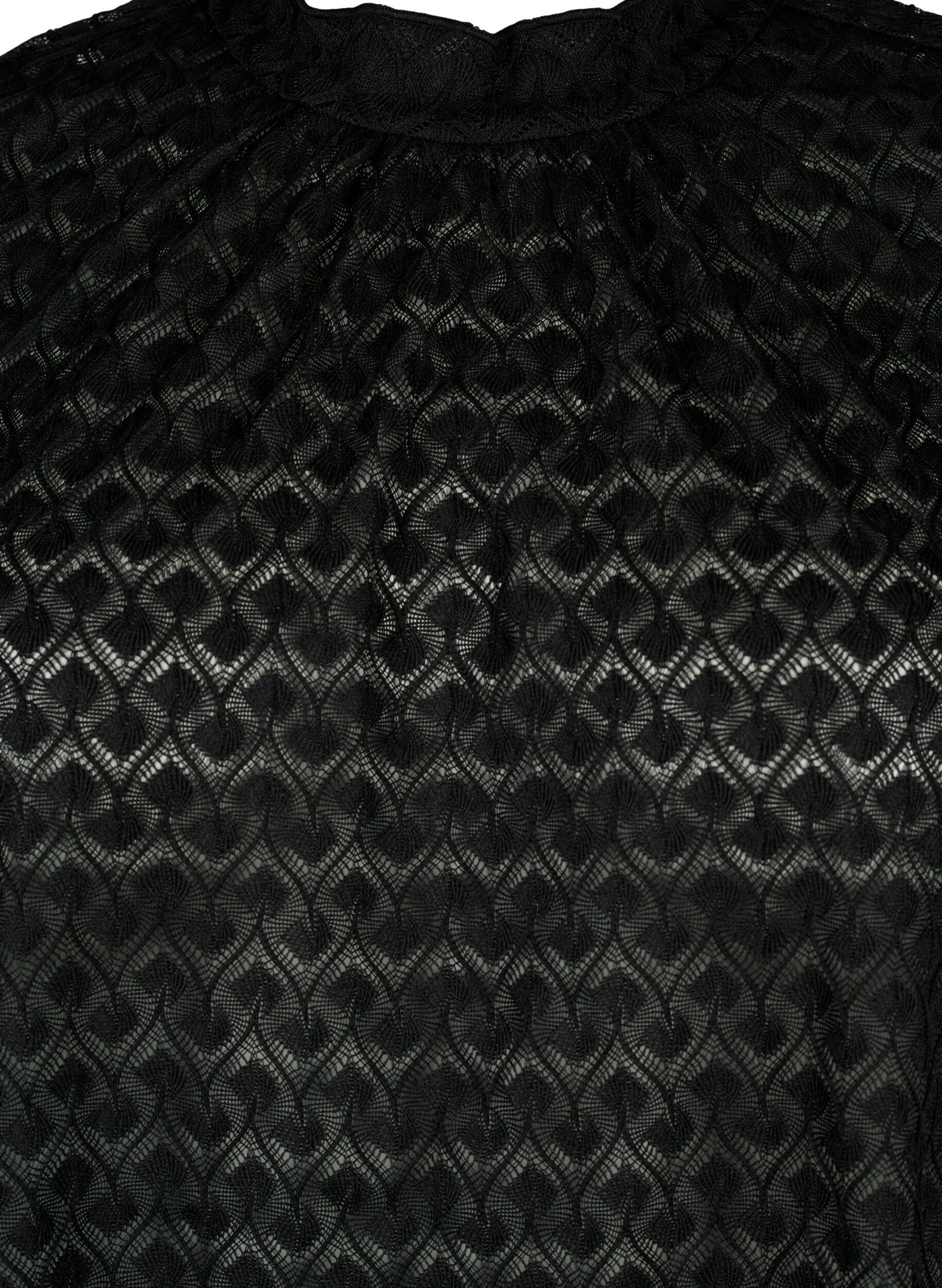 ZizziBlouse met lange mouwen en gedessineerde textuur, Black, Packshot image number 2