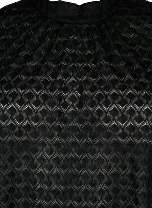 Blouse met lange mouwen en gedessineerde textuur, Black, Packshot image number 2