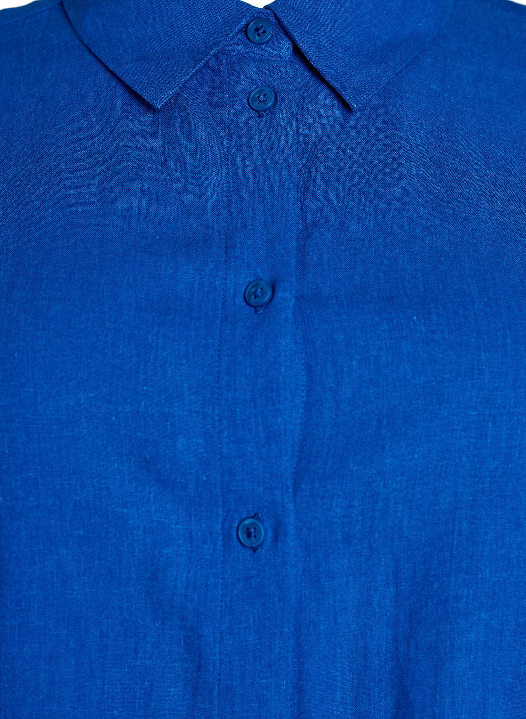 ZizziShirt met korte mouwen in linnen en viscose, Blauw, Packshot image number 2