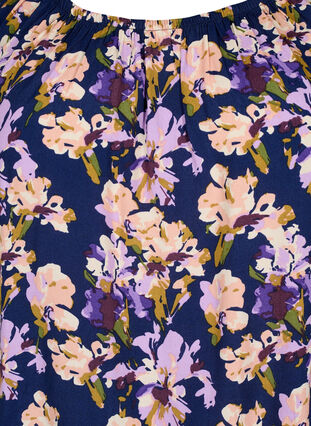 Gestreepte blouse van viscose met korte mouwen, Small Flower AOP, Packshot image number 2
