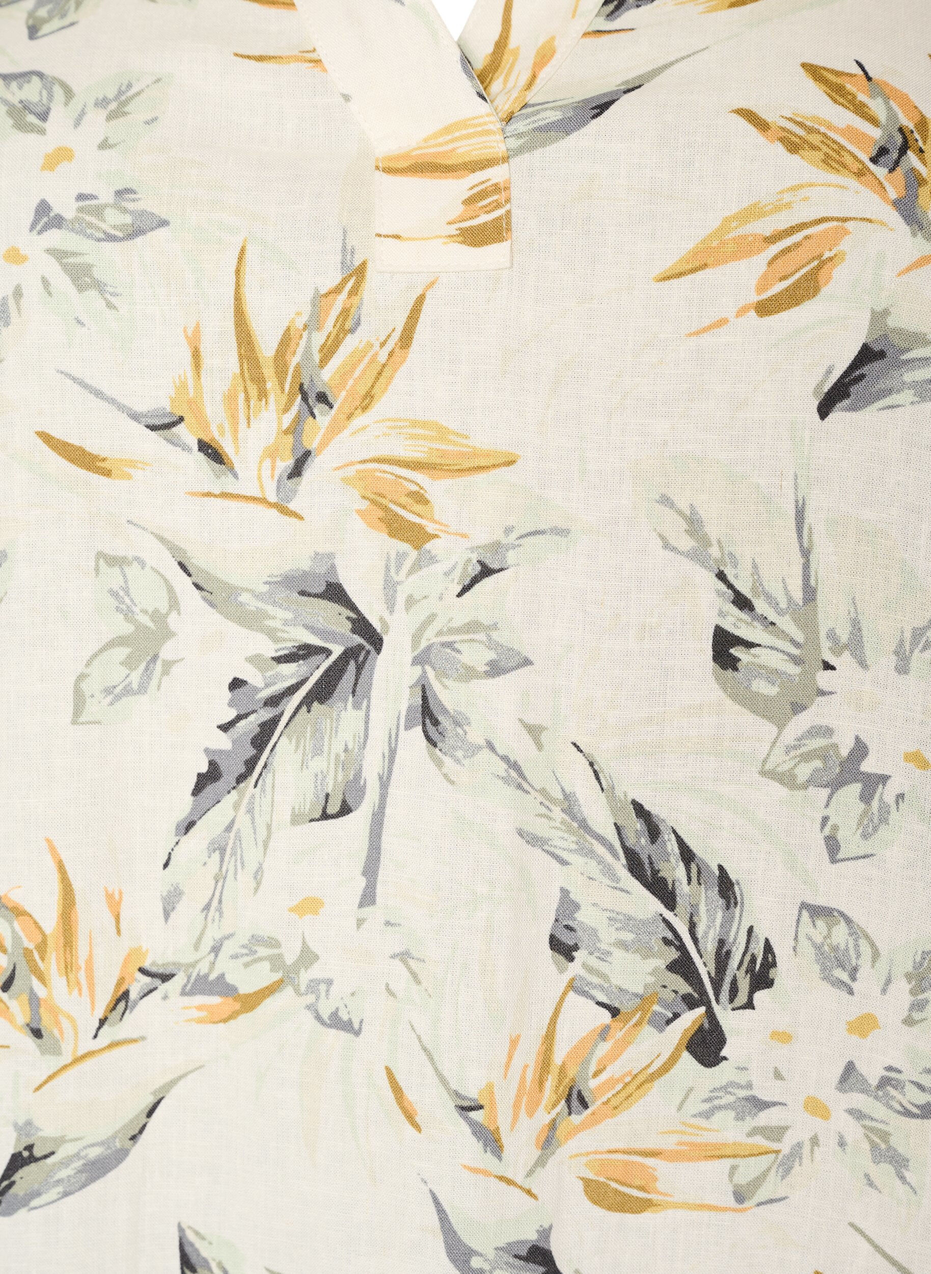 ZizziMidi-jurk in linnen en viscose met 1/2 mouwen, Wit, Packshot image number 2