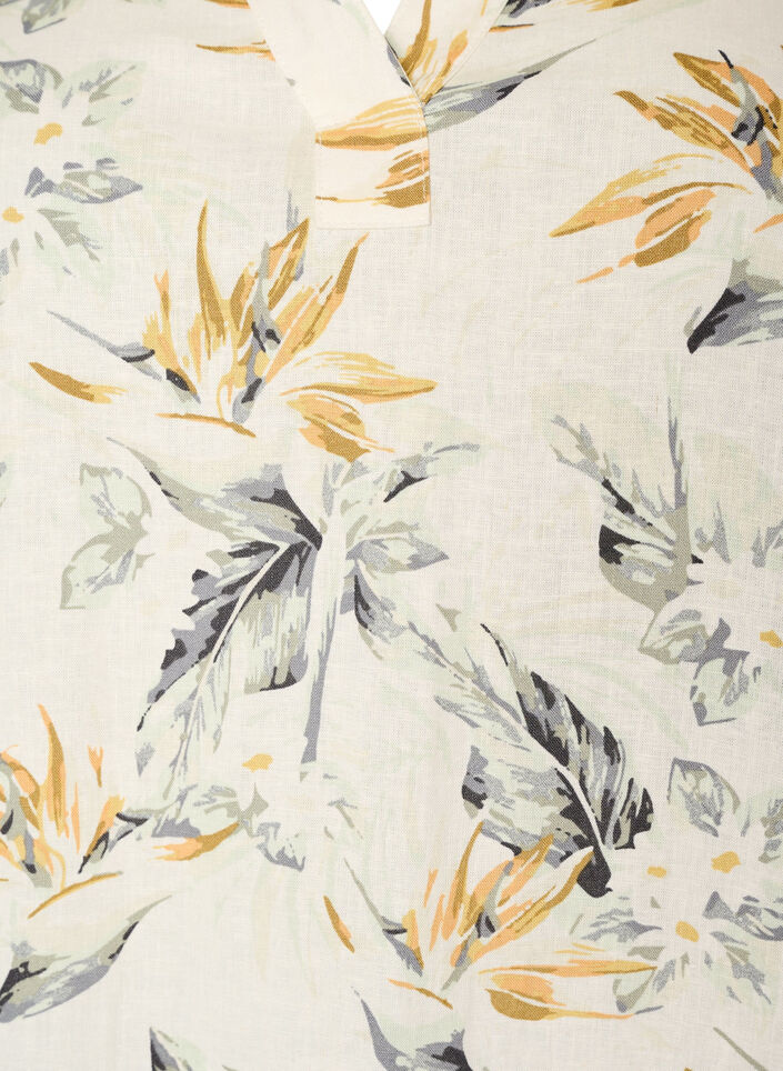 Midi-jurk in linnen en viscose met 1/2 mouwen, Wit, Packshot image number 2