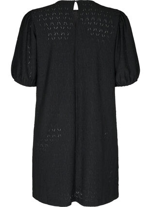 Robe à motif texturé et manches bouffantes, Black, Packshot image number 1