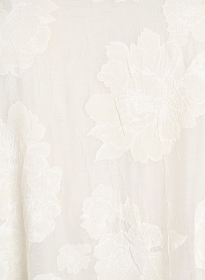 Midi jurk met bloemenprint en transparante 3/4-mouwen, Beige, Packshot image number 2