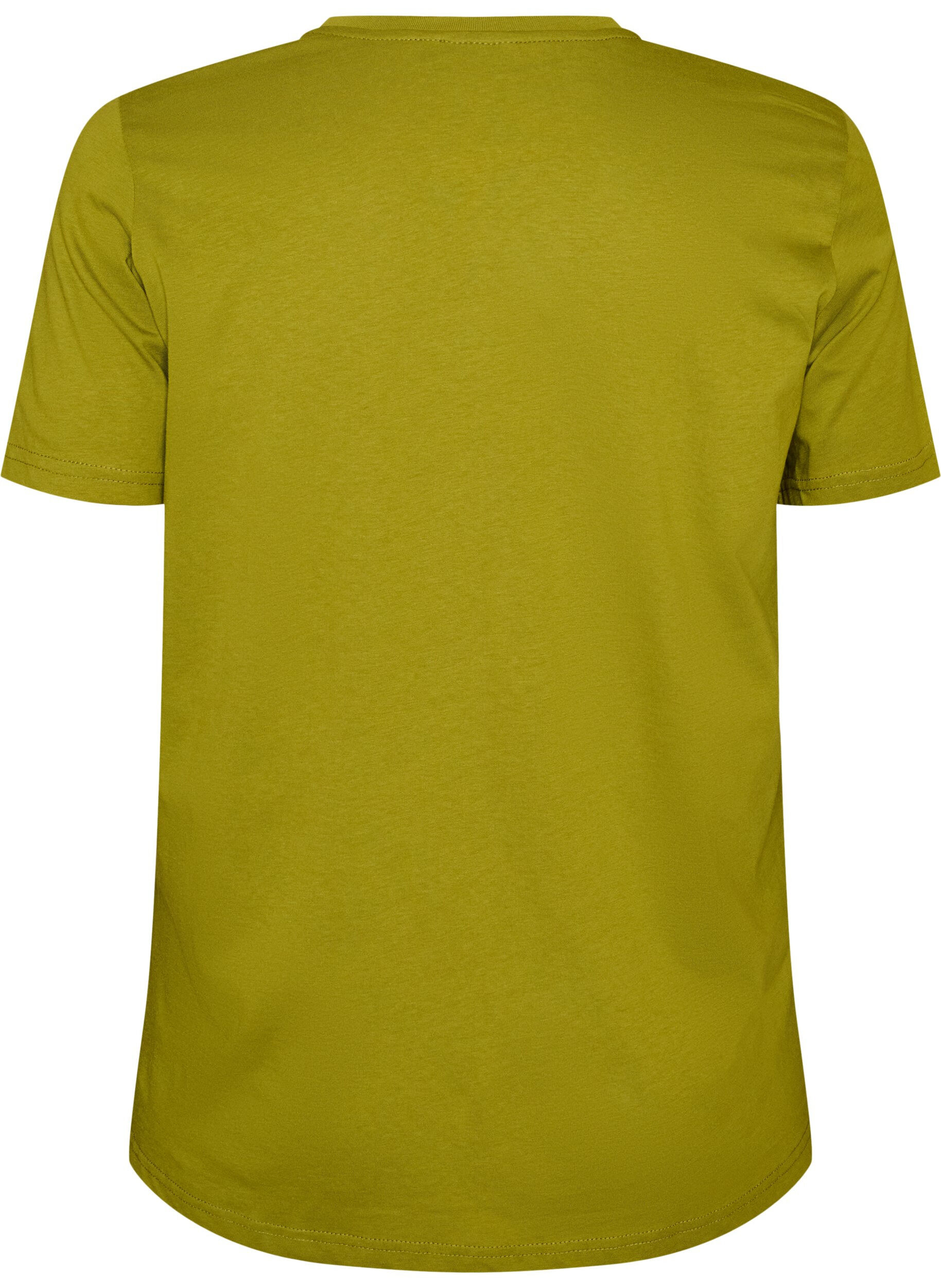 ZizziKatoenen T-shirt met tekstbadge, Groen, Packshot image number 1