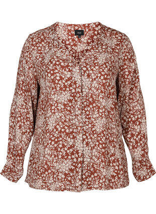Bloemen blouse in viscose, Flower AOP, Packshot image number 0