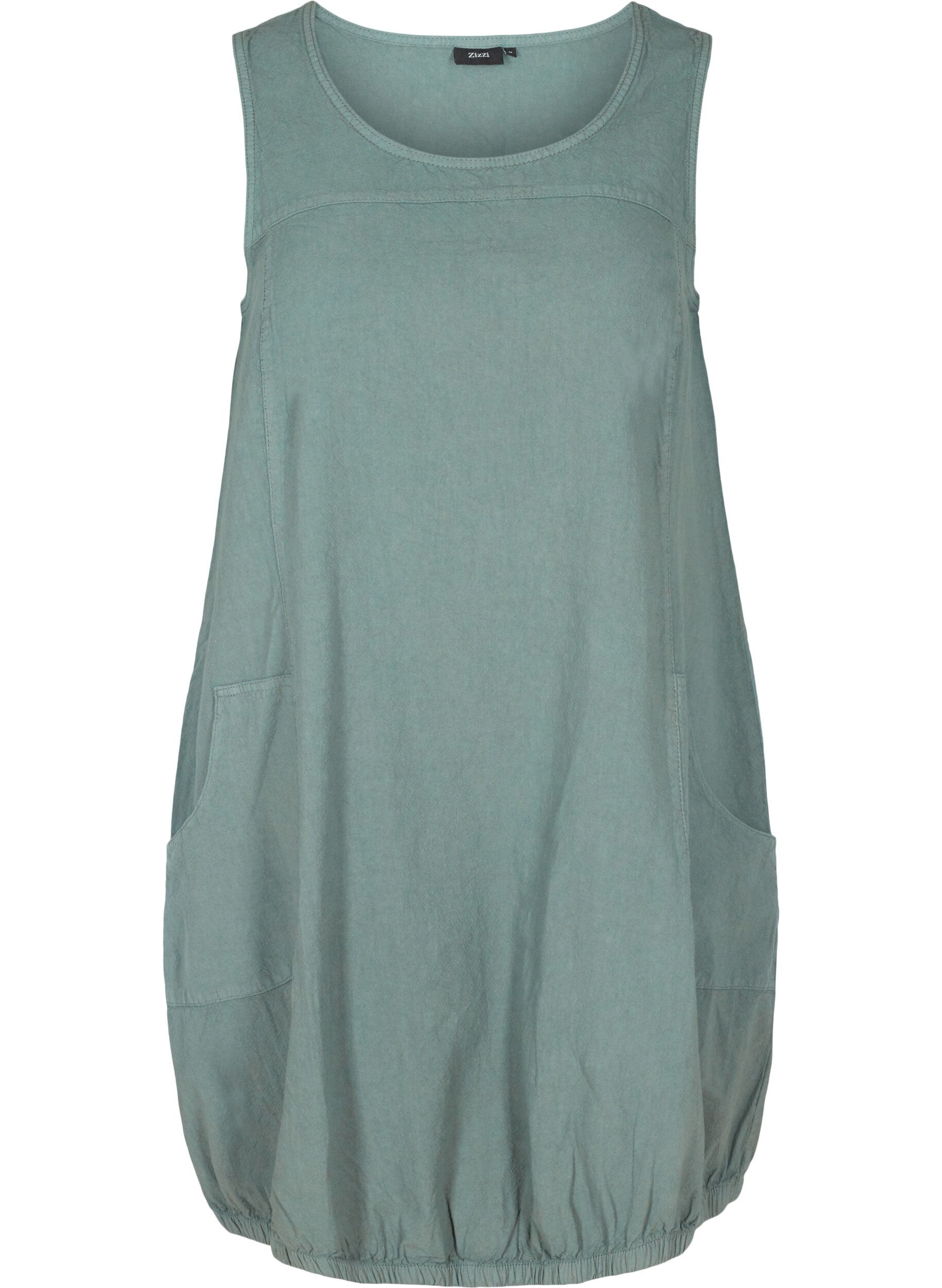Zizzi Robe sans manches en coton, Balsam Green, Packshot image number 0