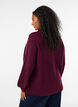 Pull c&ocirc;tel&eacute; &agrave; manches bouffantes et boutons, Bordeaux fonc&eacute;, Model image number 2