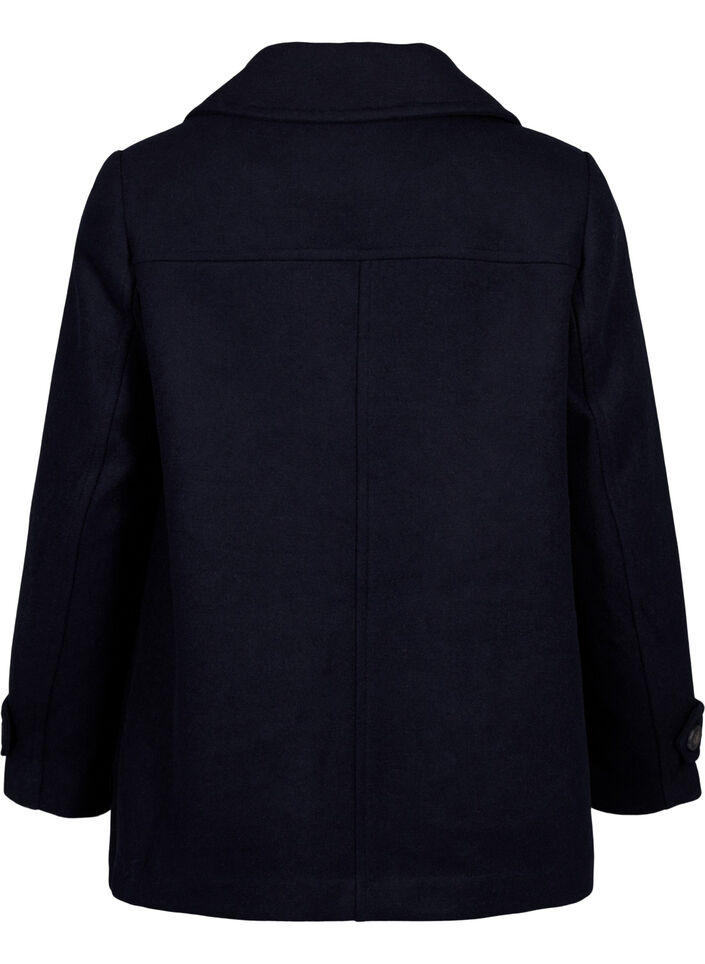 Manteau court &agrave; boutonnage crois&eacute;, Bleu, Packshot image number 1