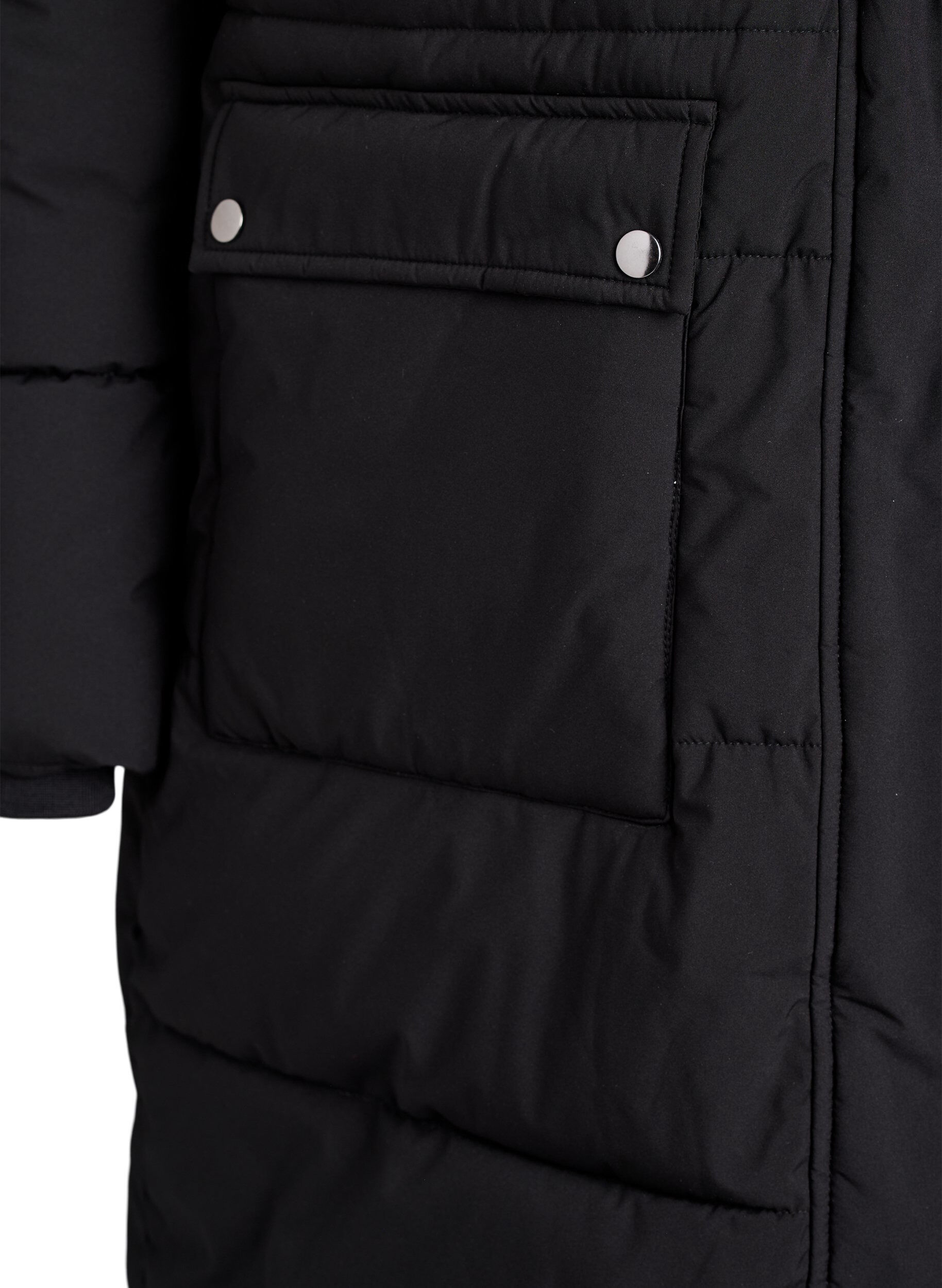 Zizzi Parka d&eacute;perlante avec col en fausse fourrure, Noir, Packshot image number 3