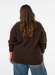 Blouse en maille torsad&eacute;e avec col en V, Marron, Model image number 2