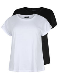 2-pack T-shirts met korte mouwen, Bright White / Black, Packshot