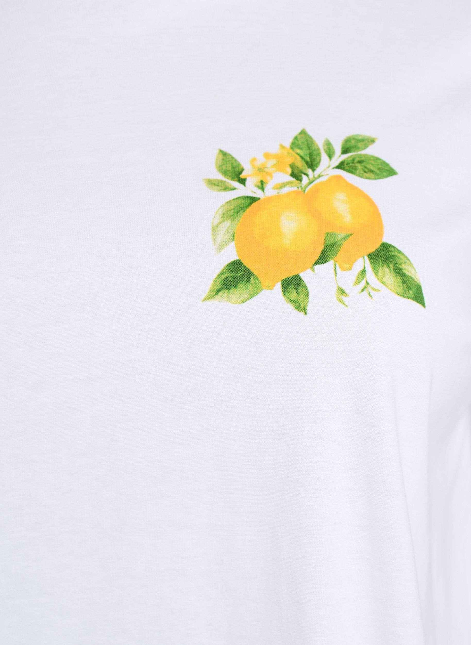 ZizziT-shirt en coton bio avec imprim&eacute; agrumes, Blanc, Packshot image number 2