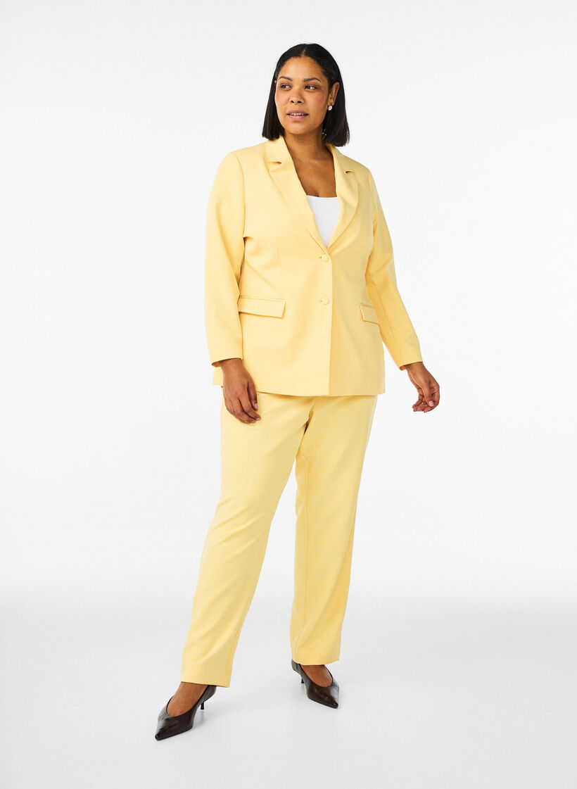 Blazer classique avec fermeture &agrave; boutons, Jaune clair, Model image number 1