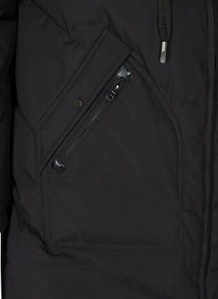 Manteau d'hiver avec capuche et bordure en fausse fourrure, Black, Packshot image number 3